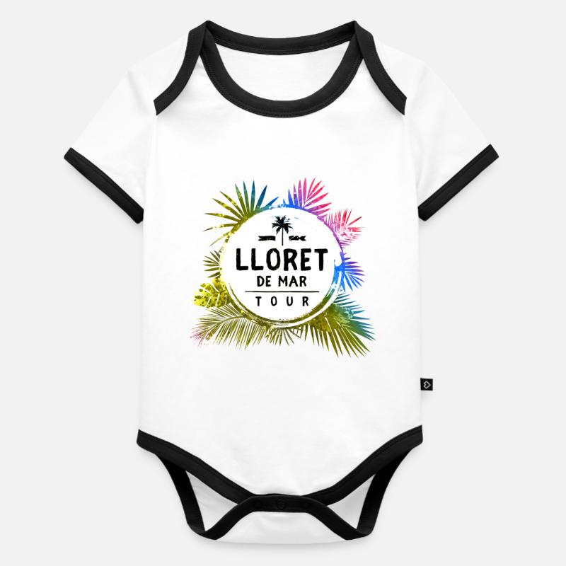 Lloret De Mar Tour Travel Bunt - Body Bébé bio contrasté manches courtes - blanc/noir