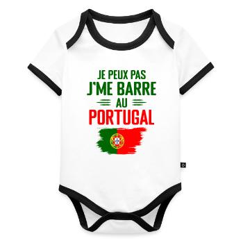 I can't I bar in Portugal - Organic Baby Contrasting Bodysuit - white/black  - Front