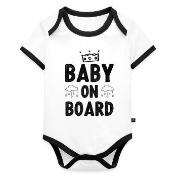 baby on board - Organic Baby Contrasting Bodysuit - white/black  - Front
