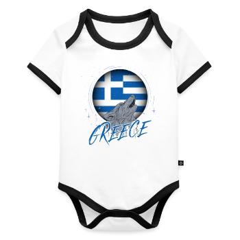 Grèce - Body Bébé bio contrasté manches courtes - blanc/noir  - Devant