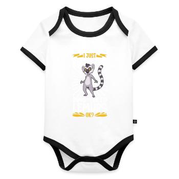 I love ring-tailed lemurs - ring-tailed lemurs - Organic Baby Contrasting Bodysuit - white/black  - Front