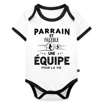 Parrain et Filleule Une Équipe Pour La Vie - Body Bébé bio contrasté manches courtes - blanc/noir  - Devant