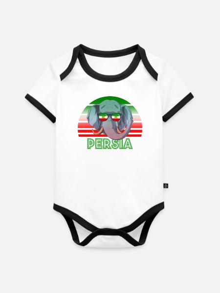 Persien - Baby Bio-Kurzarm-Kontrastbody - Weiß/Schwarz 