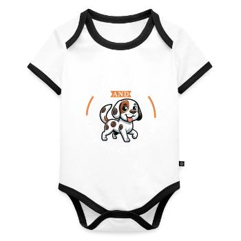 Coffee and Braque du Bourbonnais - Organic Baby Contrasting Bodysuit - white/black  - Front