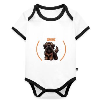 Coffee and Briard - Organic Baby Contrasting Bodysuit - white/black  - Front