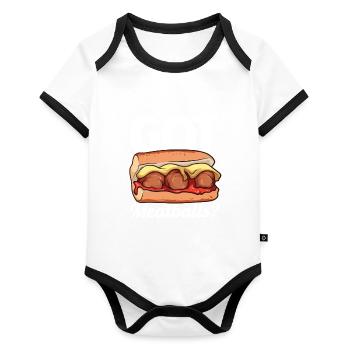 Hast du Fleischbällchen? - Meatball Sub - Baby Bio-Kurzarm-Kontrastbody - Weiß/Schwarz  - Vorne