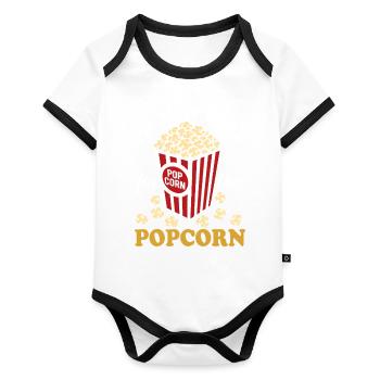 I'm just here for the Popcorn - crispy & delicious - Organic Baby Contrasting Bodysuit - white/black  - Front