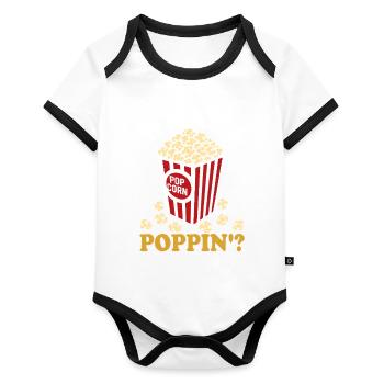 What's poppin'? Fresh popcorn - crispy - Organic Baby Contrasting Bodysuit - white/black  - Front