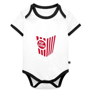 Fresh Popcorn - Crispy, Delicious - Gift - Organic Baby Contrasting Bodysuit - white/black  - Front