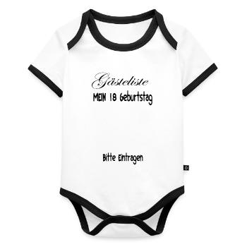 Gaesteliste 18 Geburtstag - Baby Bio-Kurzarm-Kontrastbody - Weiß/Schwarz  - Vorne