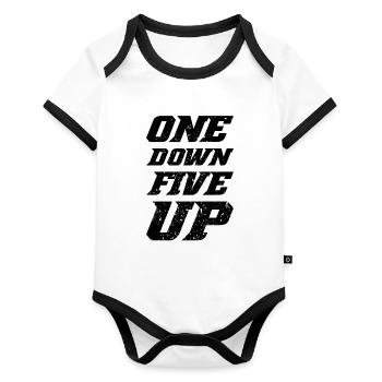 One Down Five Up - Organic Baby Contrasting Bodysuit - white/black  - Front