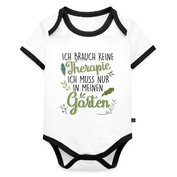Therapie Garten - Baby Bio-Kurzarm-Kontrastbody - Weiß/Schwarz  - Vorne