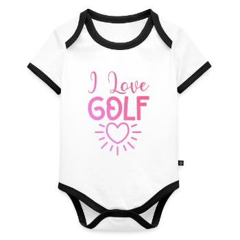 Ich liebe Golf - Baby Bio-Kurzarm-Kontrastbody - Weiß/Schwarz  - Vorne