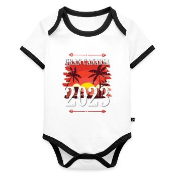 Grande Canarie 2023 (Garantie du prix le plus bas) - Body Bébé bio contrasté manches courtes - blanc/noir  - Devant