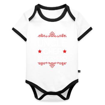 Uncle Superhero - Organic Baby Contrasting Bodysuit - white/black  - Front