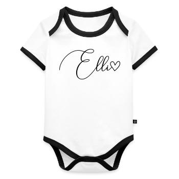 Elli Surname First Name Girl - Organic Baby Contrasting Bodysuit - white/black  - Front