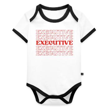 Dirigeant exécutif Chef Superviseur Gestionnaire - Body Bébé bio contrasté manches courtes - blanc/noir  - Devant