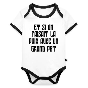 Et si on faisait la paix avec un grand pet - Body Bébé bio contrasté manches courtes - blanc/noir  - Devant