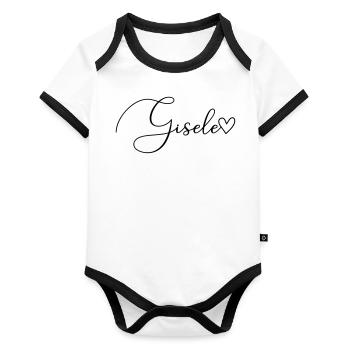 Gisele Last Name First Name Girl - Organic Baby Contrasting Bodysuit - white/black  - Front