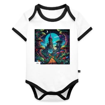 Fantasy land dreamscape - Organic Baby Contrasting Bodysuit - white/black  - Front