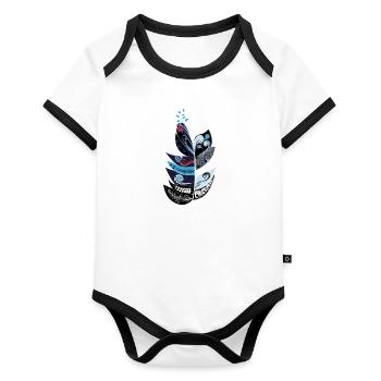 feather - Organic Baby Contrasting Bodysuit - white/black  - Front