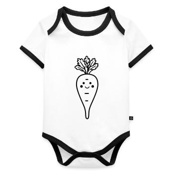 Carotte - Body Bébé bio contrasté manches courtes - blanc/noir  - Devant