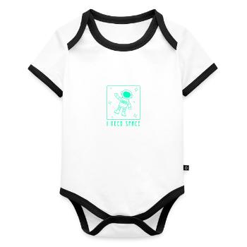 I Need Space Dad Jokes - Baby Bio-Kurzarm-Kontrastbody - Weiß/Schwarz  - Vorne