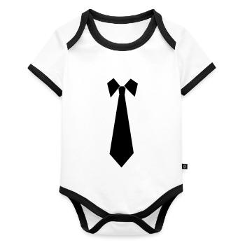 Cravate - Body Bébé bio contrasté manches courtes - blanc/noir  - Devant