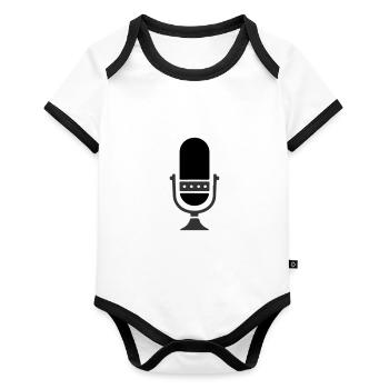Microphone Podcast - Organic Baby Contrasting Bodysuit - white/black  - Front