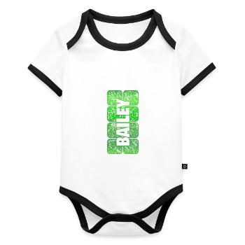 Mädchen Mädchenname Vorname Bailey - Baby Bio-Kurzarm-Kontrastbody - Weiß/Schwarz  - Vorne