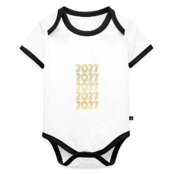 2027 - Organic Baby Contrasting Bodysuit - white/black  - Front