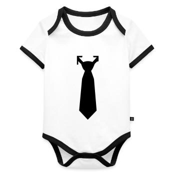 Cravate - Body Bébé bio contrasté manches courtes - blanc/noir  - Devant