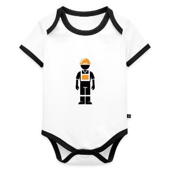 Construction worker - Organic Baby Contrasting Bodysuit - white/black  - Front