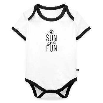 SUN and FUN - Body Bébé bio contrasté manches courtes - blanc/noir  - Devant