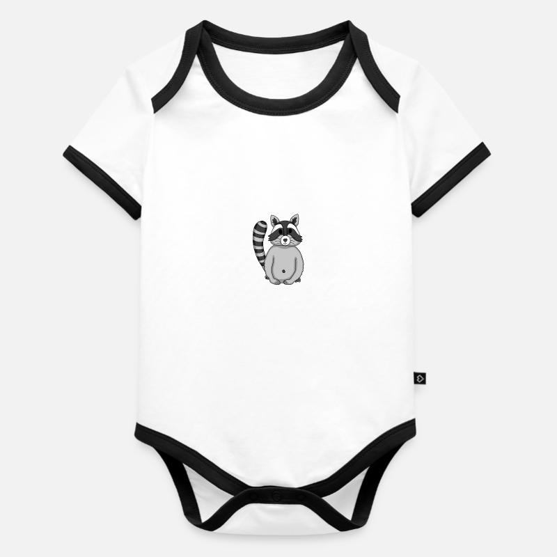Raton laveur - Body Bébé bio contrasté manches courtes - blanc/noir