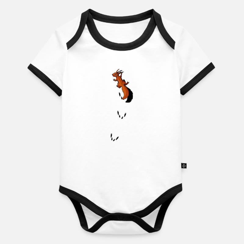 climbing Squirrel - Organic Baby Contrasting Bodysuit - white/black