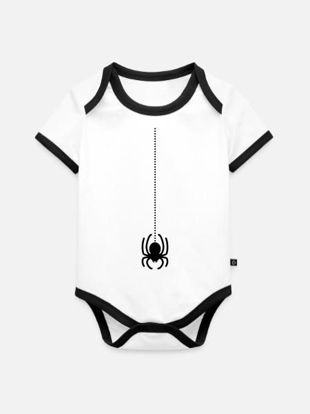 Spider - Baby Bio-Kurzarm-Kontrastbody - Weiß/Schwarz