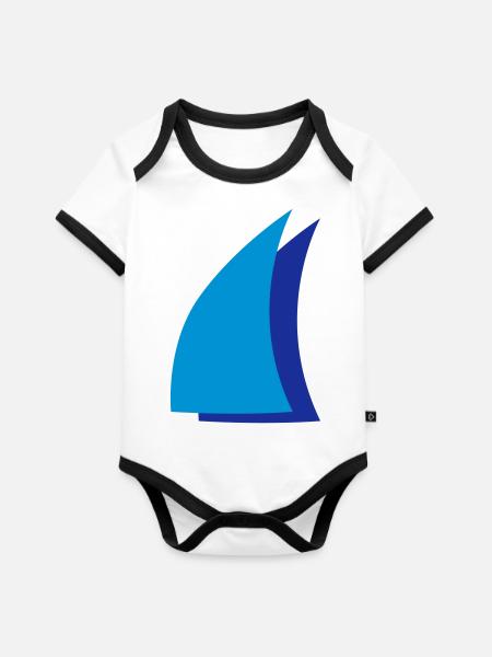 segel - Baby Bio-Kurzarm-Kontrastbody - Weiß/Schwarz
