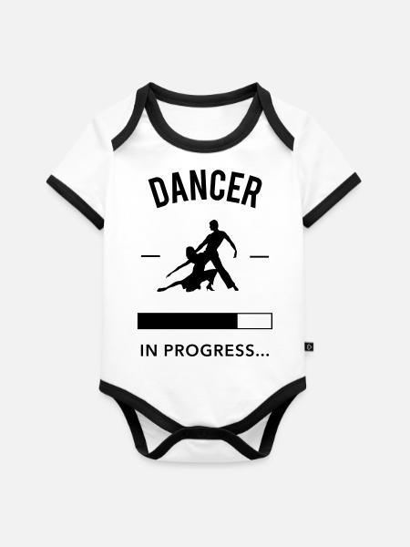Dancer in progress - Baby Bio-Kurzarm-Kontrastbody - Weiß/Schwarz