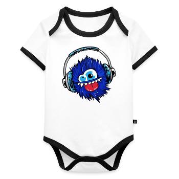 monster - Organic Baby Contrasting Bodysuit - white/black  - Front