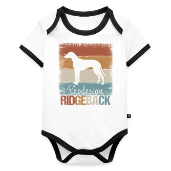 Cadeau de chien Rhodesian Ridgeback - Body Bébé bio contrasté manches courtes - blanc/noir  - Devant