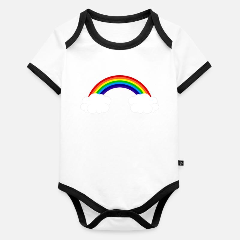 rainbow clouds - Organic Baby Contrasting Bodysuit - white/black 