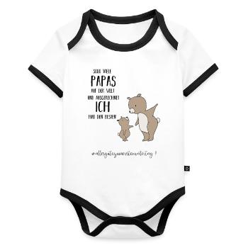 Vatertag Baby Body / Shirt - An den besten Papa - Baby Bio-Kurzarm-Kontrastbody - Weiß/Schwarz  - Vorne