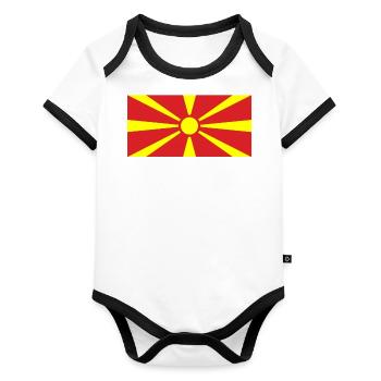 Macedonia Flag - Organic Baby Contrasting Bodysuit - white/black  - Front