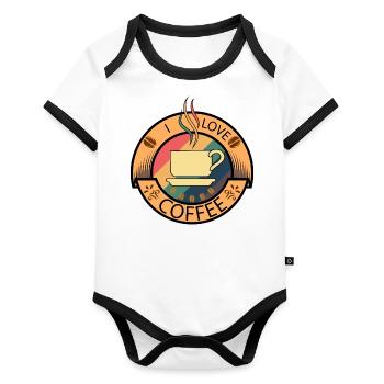 Coffee. I love coffee - Organic Baby Contrasting Bodysuit - white/black  - Front