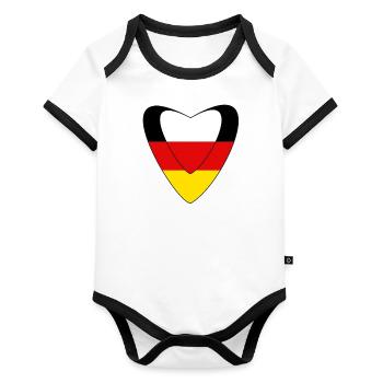 German-Pole Poland German-Polish heart gift - Organic Baby Contrasting Bodysuit - white/black  - Front