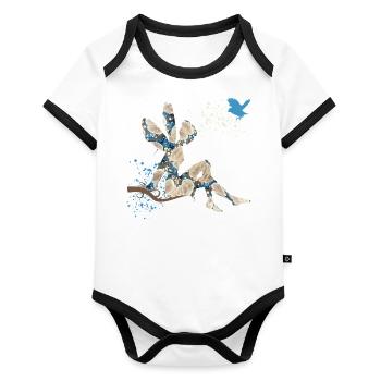 fee e 242 - Organic Baby Contrasting Bodysuit - white/black  - Front