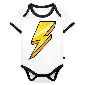 Flash of Light Cartoon - Organic Baby Contrasting Bodysuit - white/black  - Front