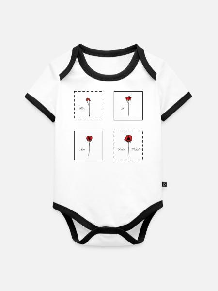 Coquelicot - Body Bébé bio contrasté manches courtes - blanc/noir