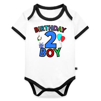 Birthday Boy 2 - Body Bébé bio contrasté manches courtes - blanc/noir  - Devant